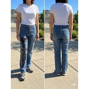 Vintage Belle Sport Jeans 6 Y2K Floral Graphic Print Straight Leg Denim